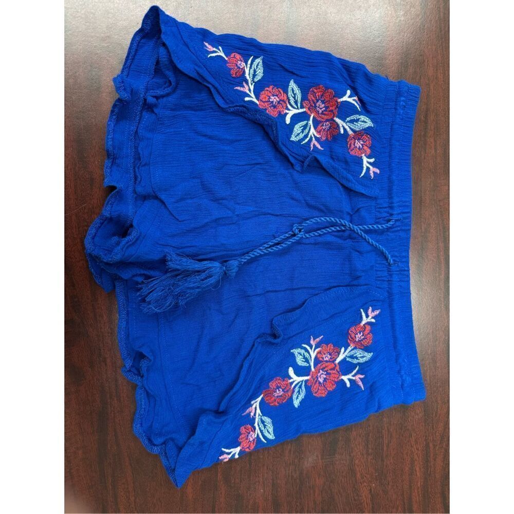 Xhilaration Blue Floral Flowy Pull On Shorts Size Small